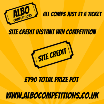 £190 Instant Win Site Credit Draw (2 Winners each win £25 in final Draw)