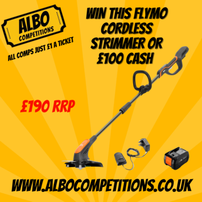 FLYMO 18V ULTRATRIM 300 CORDLESS GRASS STRIMMER OR £100 CASH