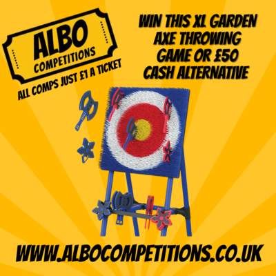 LARGE GARDEN AXE THROWING GAME OR £50 CASH
