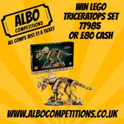 WIN LEGO TRICERATOP DINOSAUR SET 77985 OR £80 CASH