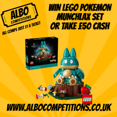 WIN LEGO POKEMON MUNCHLAX SET 72150 OR TAKE £50 CASH